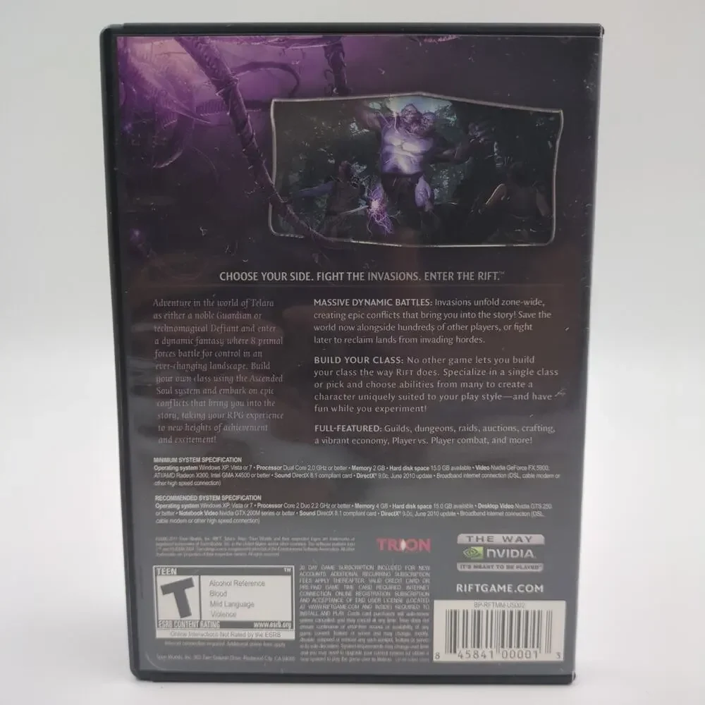 RIFT PC Video Game Trion Worlds MMORPG Fantasy Online Multiplayer